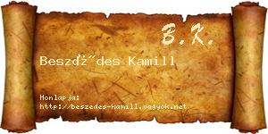 Beszédes Kamill névjegykártya